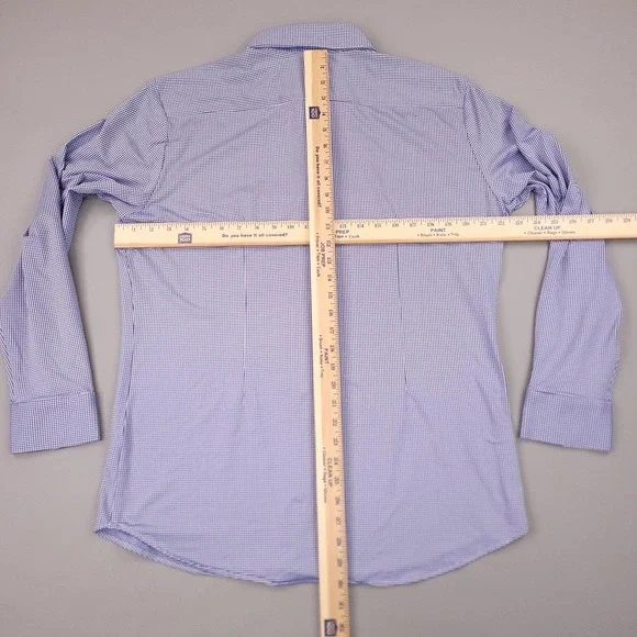 Mizzen + Main Shirt Mens XL Trim Fit Blue Gingham Plaid Spinnaker Collection USA - Picture 7 of 12